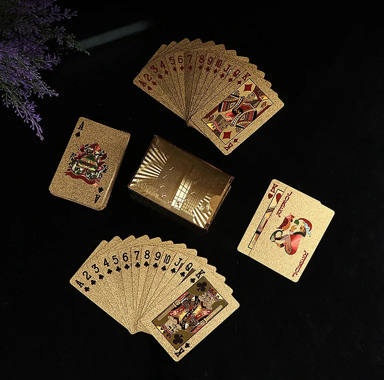 24K Gold Waterproof Playing Cards Plastic Poker Game PET Table Games Halloween Christmas Family Game Nights Board Game Gift