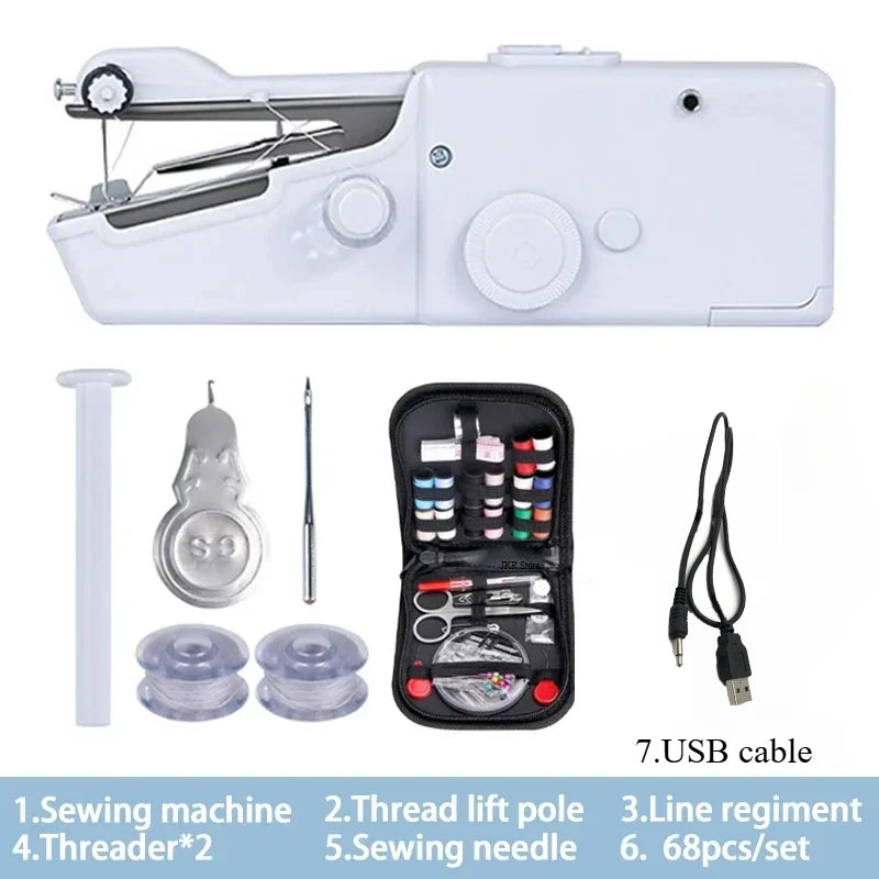 Portable Mini Sewing Machine Handheld Electric Sewing Machine With Bobbin Suitable for Needlework and Manual Work Hand Home DIY