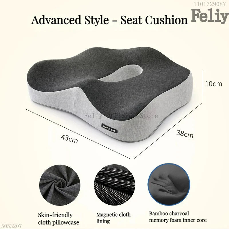 Memory Foam Car Seat Support Waist Cushion Massage Lumbar Orthopedic Pillow Office Chair Buttock Cushion Pain Relief Pillow Sets