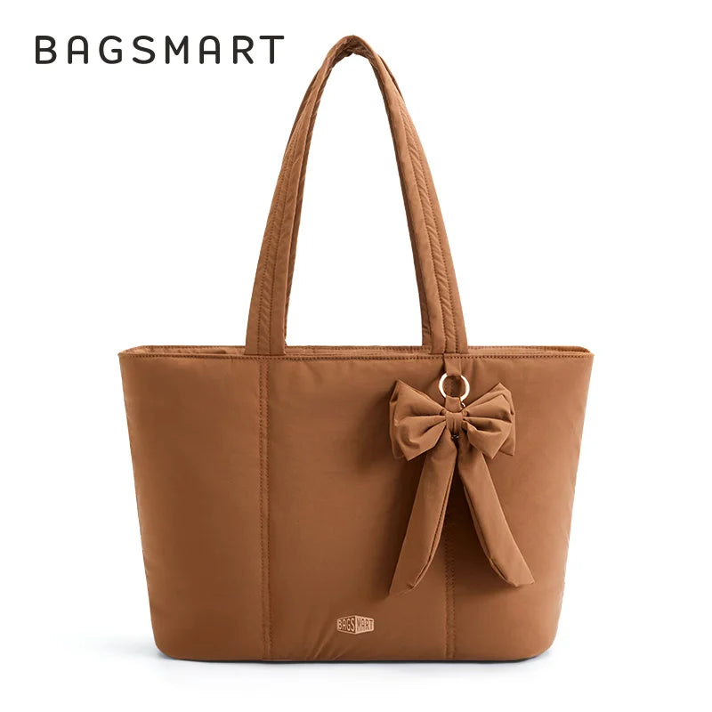 BAGSMART Tote Bag Large Capacity Women's Bags for Travel Solid Color Commuter Messengers Work School Student Bag