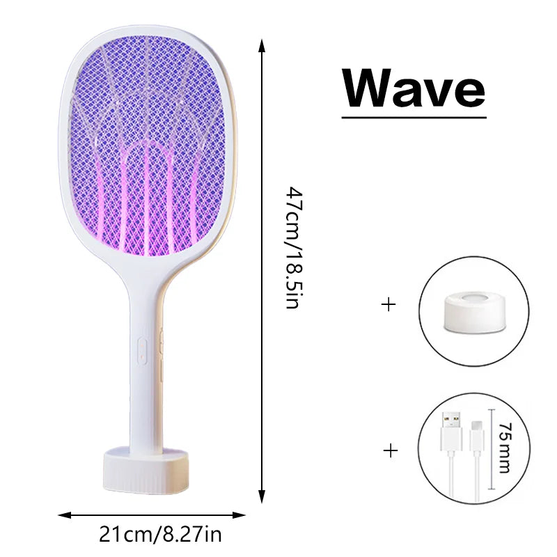 2 In 1 Electric Foldable Mosquito Swatter Killer Lamp Rechargeable Anti Mosquitoes House Lamp Wall-Mounted Fly Bug Trap Home