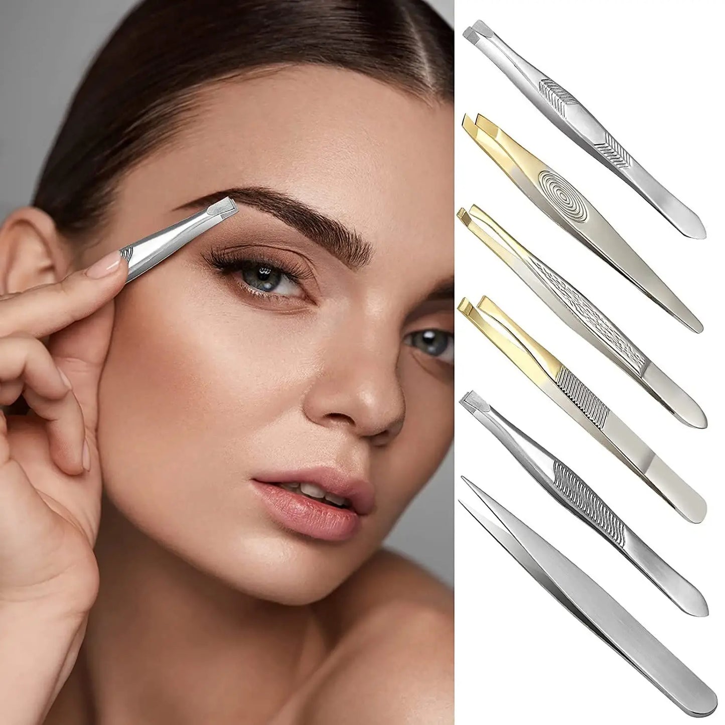 Multipurpose Stainless Steel Eyebrow Tweezer for Facial Hair Ingrown Hair Removal For Plucking Eyebrows Repair Clip Beards Tool