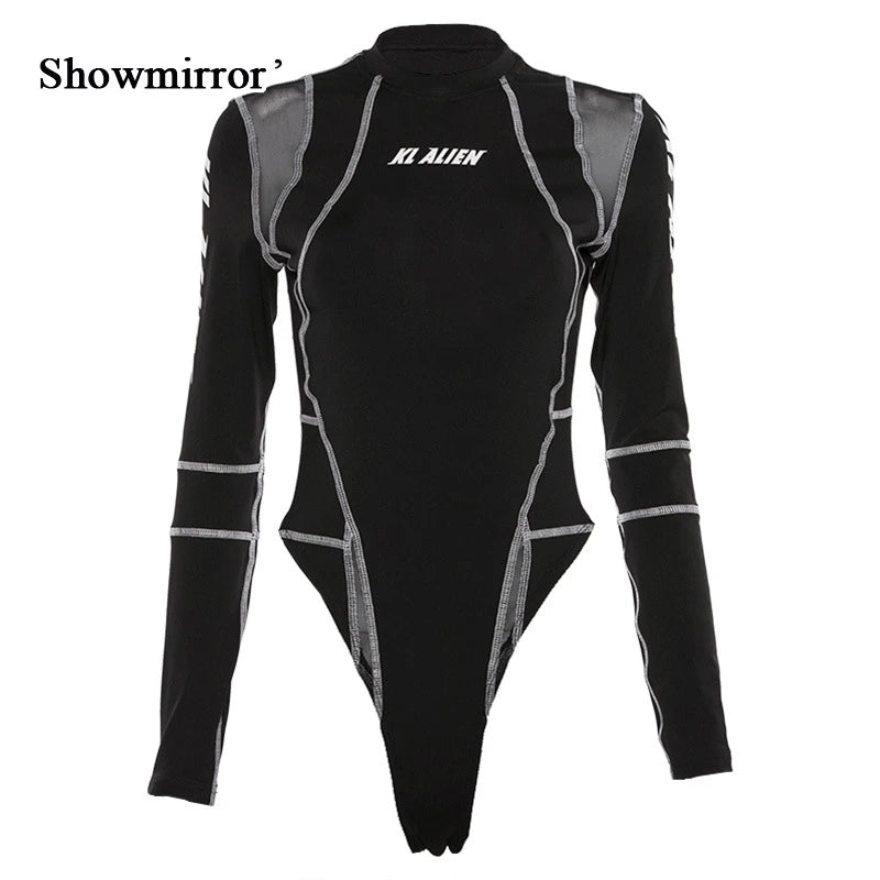 Showmirror Techwear Biker Wear Mesh T-shirt Black