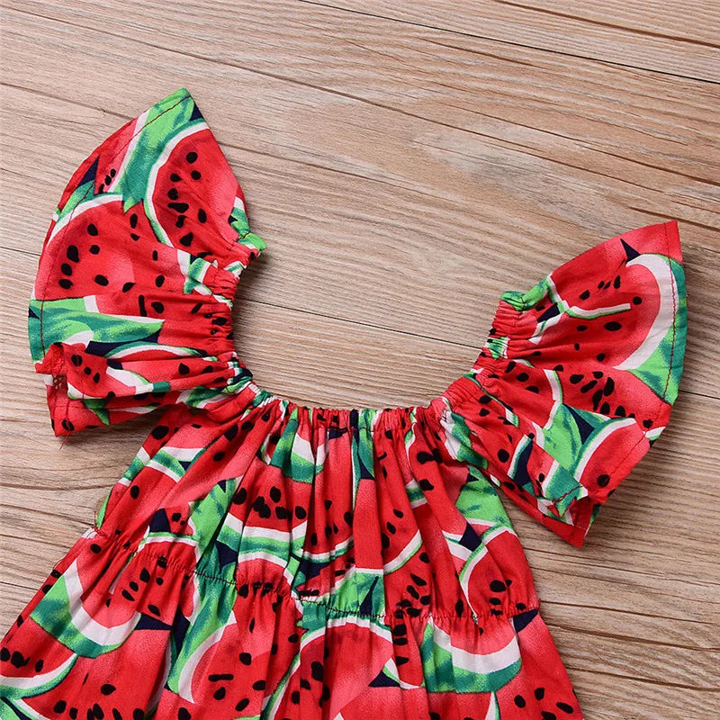 0-36months Newborn Girl Bodysuit Hairband Set Short Sleeve Watermelon Print Playsuits For Baby Girls Summer One_piece Rompers