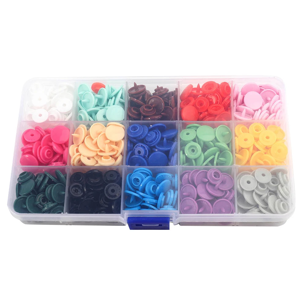 360 Sets T5 Plastic Snap Button with Snaps Pliers Tool Kit & Organizer Containers,Plastic Pressure Seam Snap, Button Press Studs