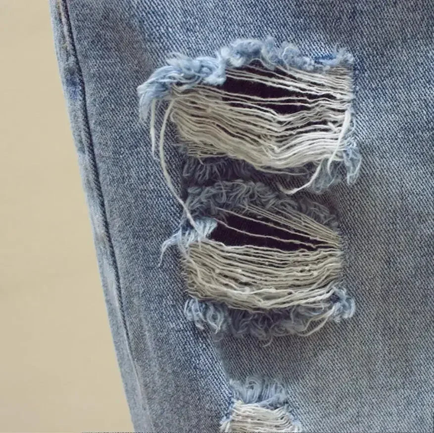 2025 spring summer autumn new Big size women fashion casual Denim Pants woman female ripped jeans for women