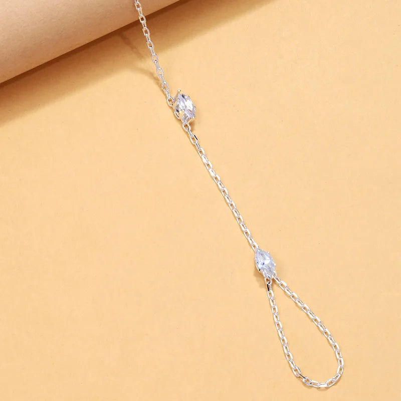 New Bohemia Rhombus Crystal Bracelet Hand Jewelry for Women Simple Thin Chain Finger Bracelet Jewelry Accessories Gift