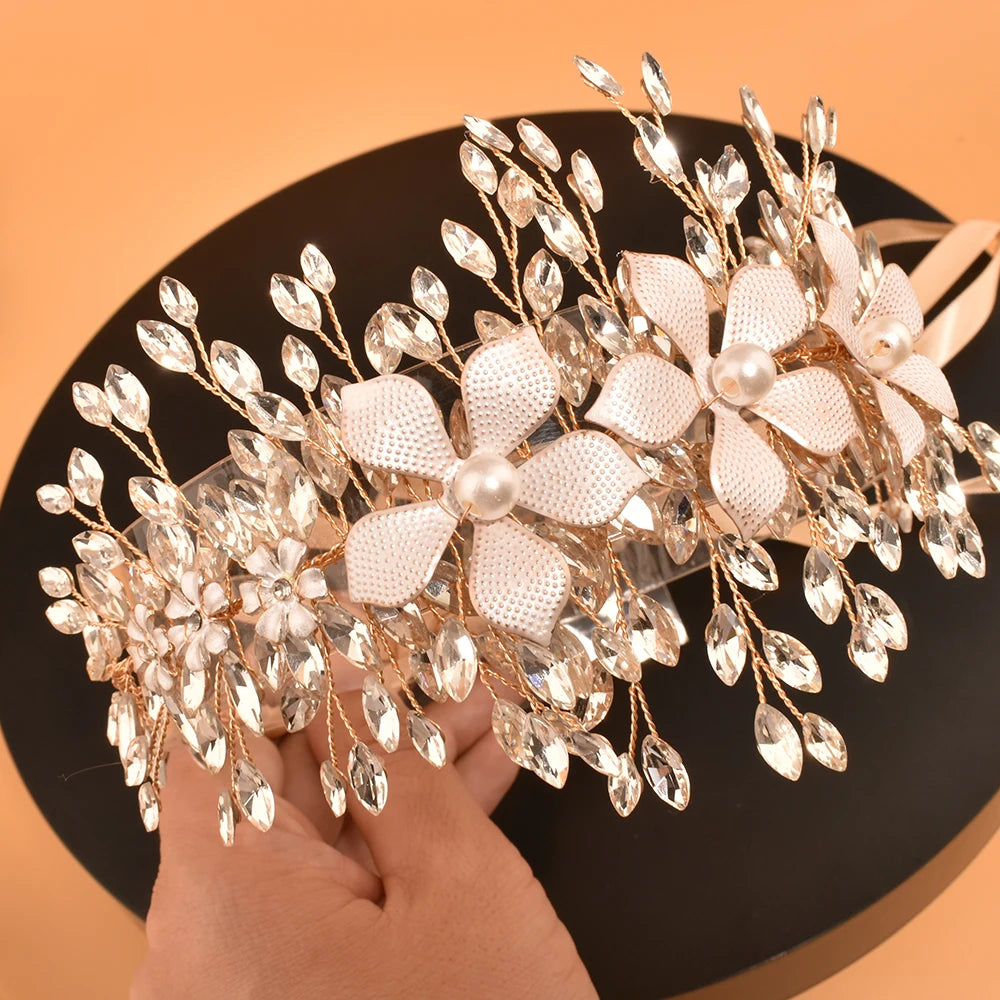 S509 Luxury Rhinestone Bridal Belt, Silver Gold Bridal Sash with White Ribbon Wedding Dresses Belt for Women, Bride, Bridesmaids