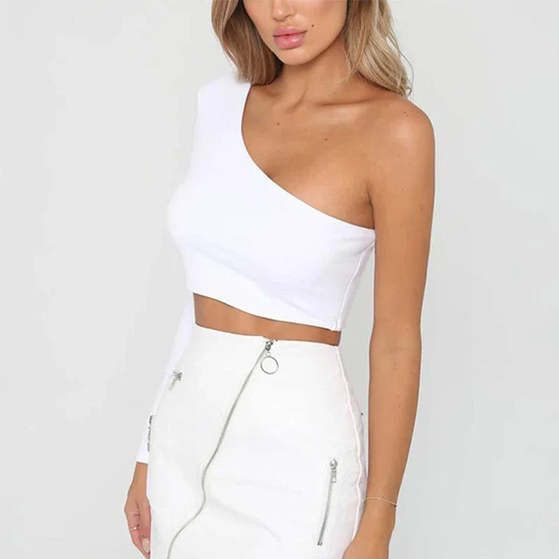 Sexy One Shoulder Crop Top