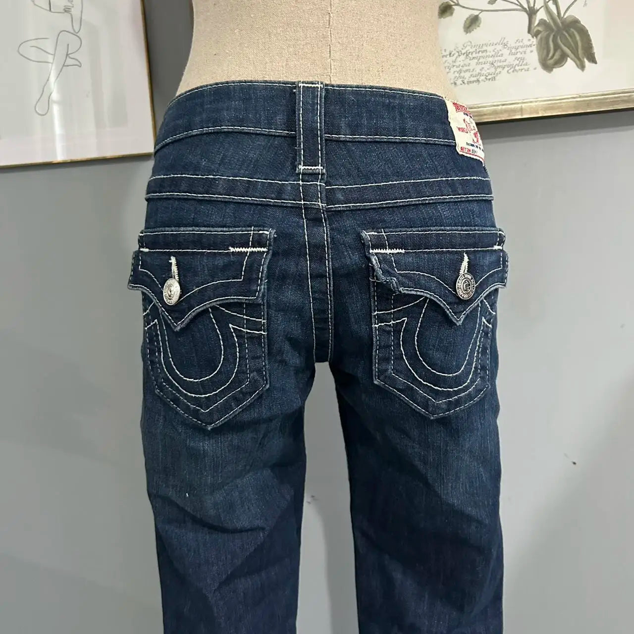 Vintage Buddha Embroidered Jeans Casual 2000s High Street Straight Wide Leg Jeans Harajuku Ootd Y2k Denim Pants Women Clothing