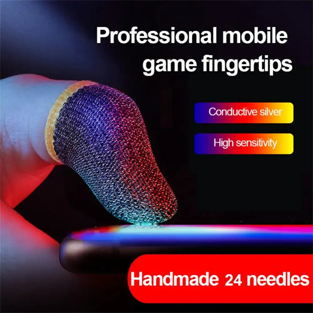 2 Pair For PUBG Gaming Finger Sleeve Breathable Fingertips Sweatproof Anti-slip Fingertip Cover Thumb Gloves For Mobile Game