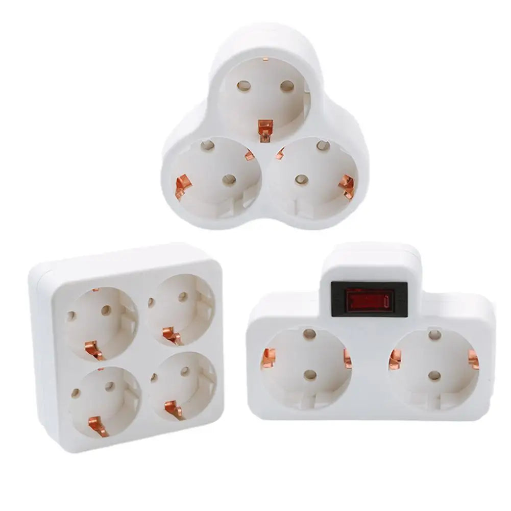 European Type Conversion Plug 1 To 2/3/4 Way EU Germany Standard Power Adapter Socket 16A 250V Travel Charging Adapter