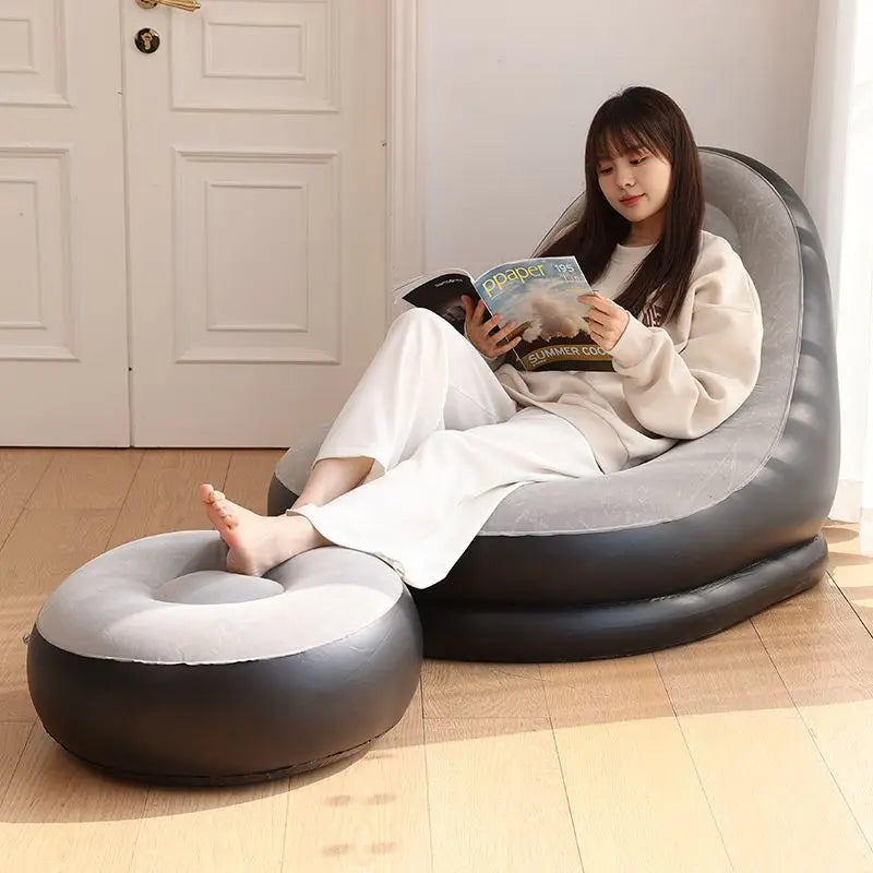 Inflatable Sofa Can Sleep and Lie Down Single Bedroom Tatami Sofa with Foot Pedals Bay Window Lounge Chair Balcony Lazy Chair