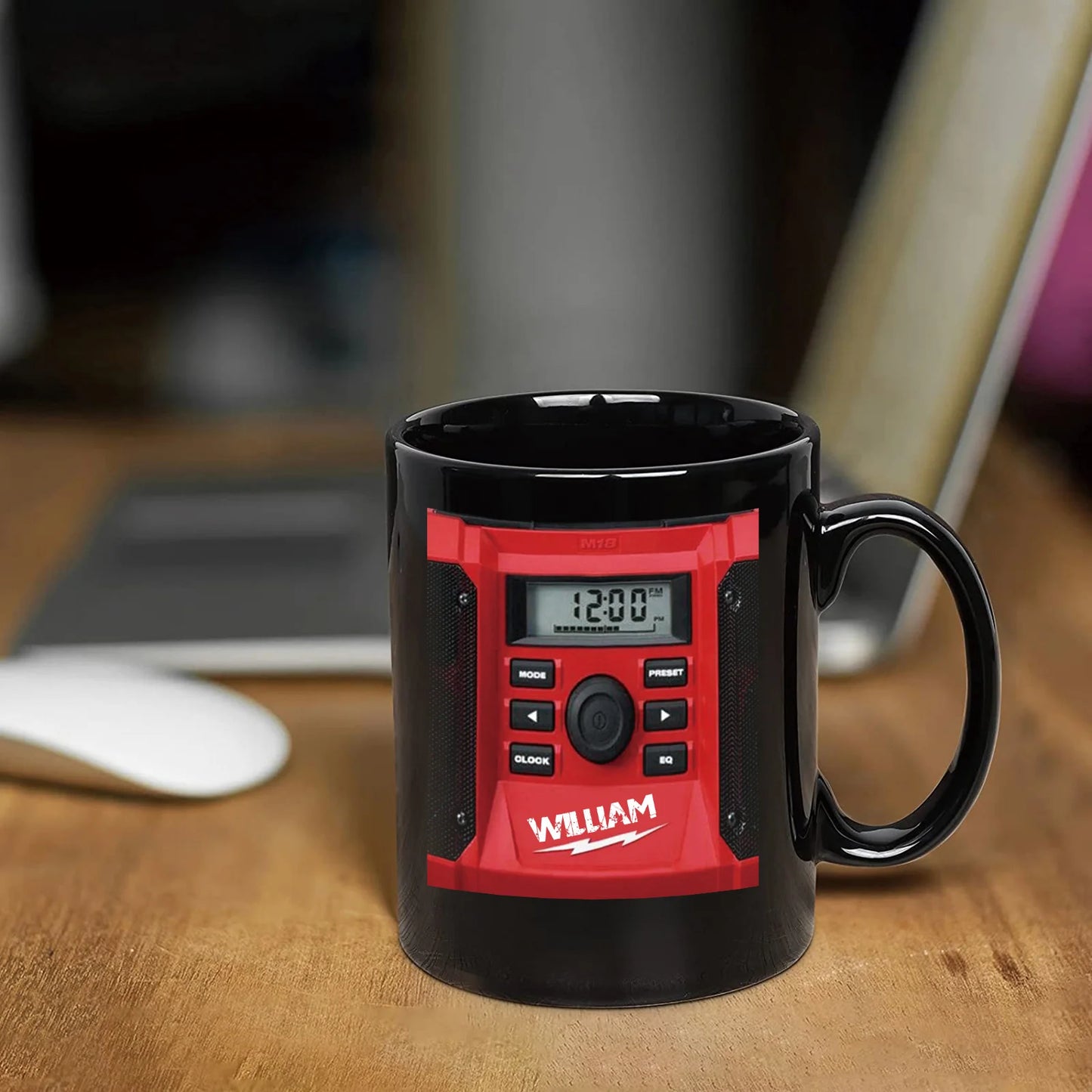 1pc 11oz 325ml Mug Pattern Printing with Digital Clock and Music Player Coffee Cup Milk Cup Father's Day Boyfriend Gift