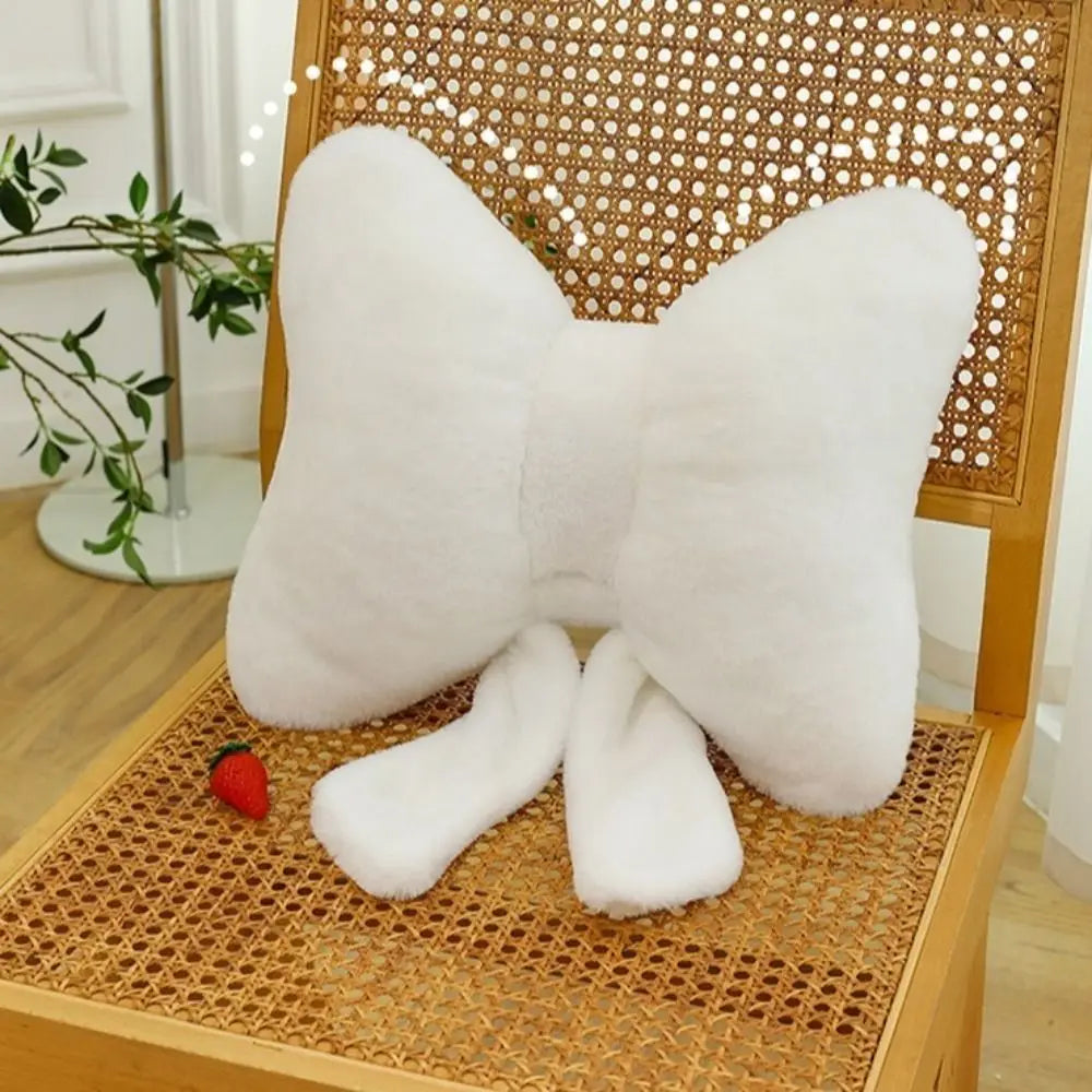 Neck Rest Pillow Plush Bow Pillow Cute Waist Support Bow Throw Pillows Soft Solid Color Bowknot Waist Pillows Seat Ornaments