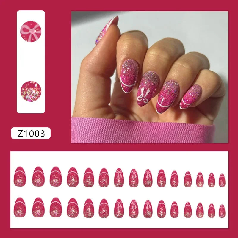 Platinum Maple Leaf Fake Nail with Jelly sticker Press on False Nails Wearable Round Head Oval Full Cover Nail Tips
