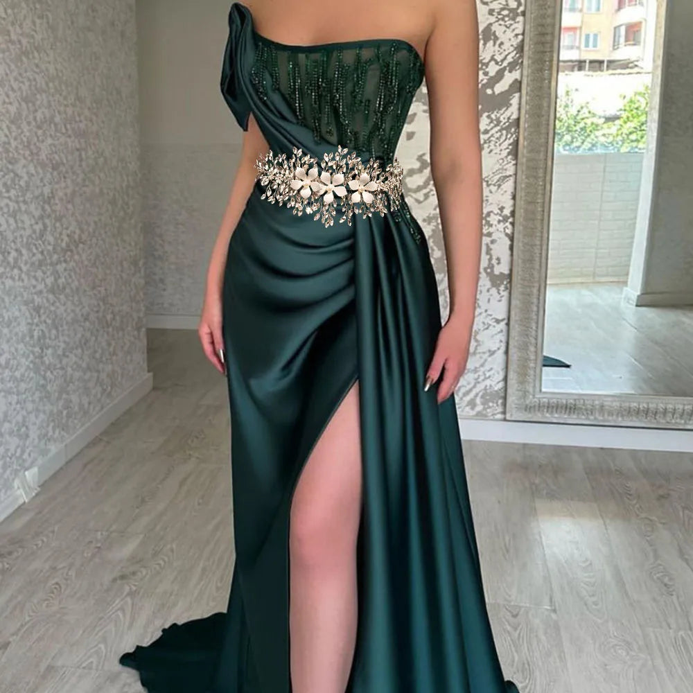 S509 Luxury Rhinestone Bridal Belt, Silver Gold Bridal Sash with White Ribbon Wedding Dresses Belt for Women, Bride, Bridesmaids