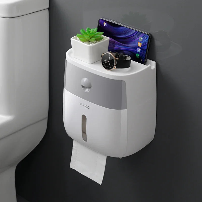 Portable Toilet Roll Paper Holder Plastic Waterproof Double Layer Paper Dispenser For Toilet Storage Box Bathroom Accessories