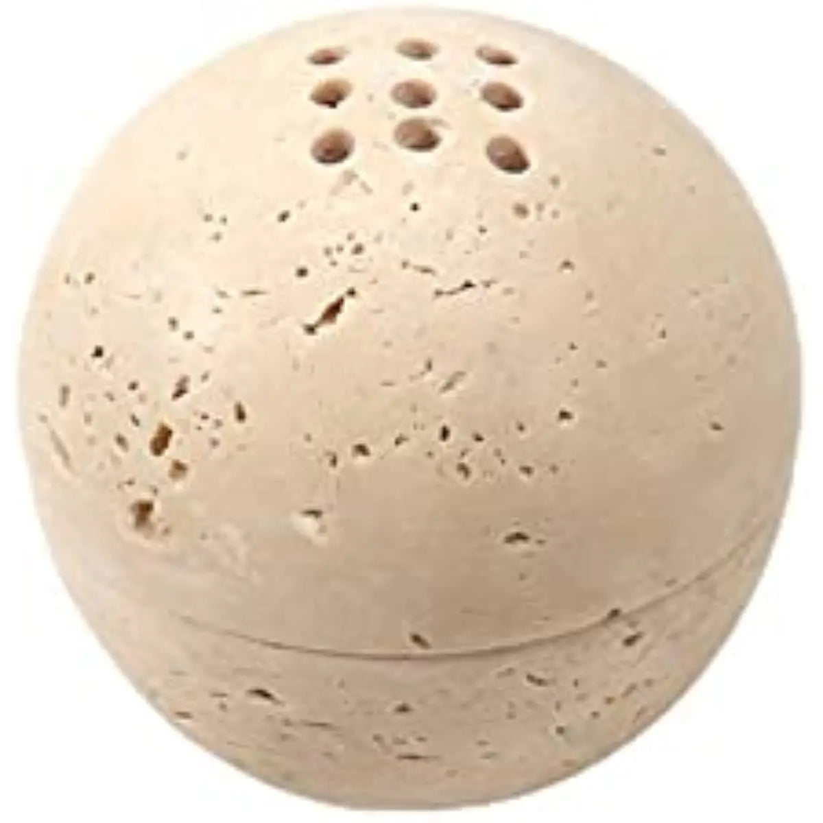 SAIDKOCC Handmade Natural Marble Beige Travertine Stone Round Incense Burner Holder for Room Kitchen Coffee Shop