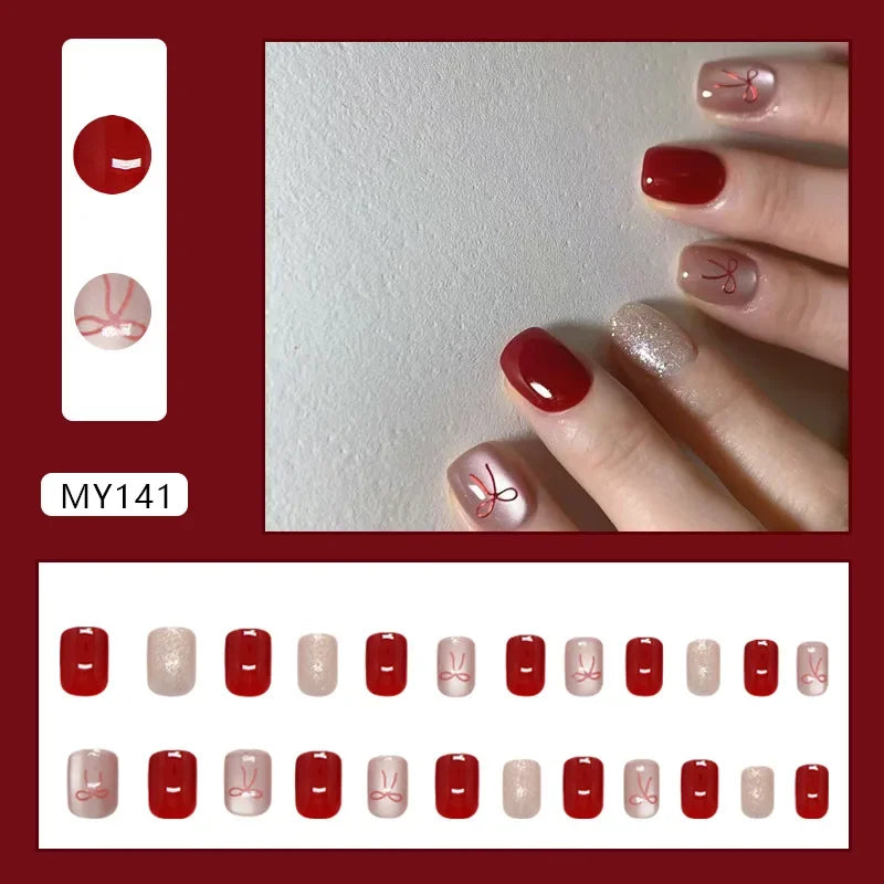 Platinum Maple Leaf Fake Nail with Jelly sticker Press on False Nails Wearable Round Head Oval Full Cover Nail Tips