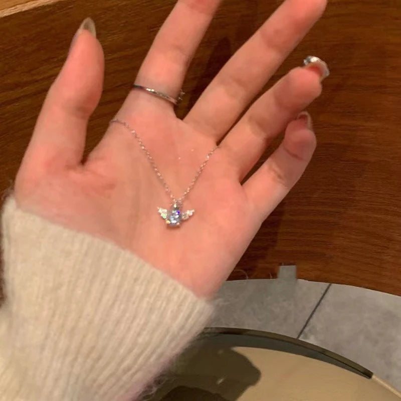 New Wine Red Cherry Gold Color Pendant Necklace For Women Personality Fashion Necklace Wedding Jewelry Birthday Gifts