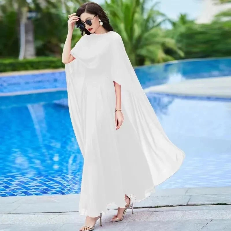Women Long Sleeve Dress White Chiffon Spring Vintage Casual Fashion Maxi Dresses For Elegant Luxury Prom Clothes 2024 New