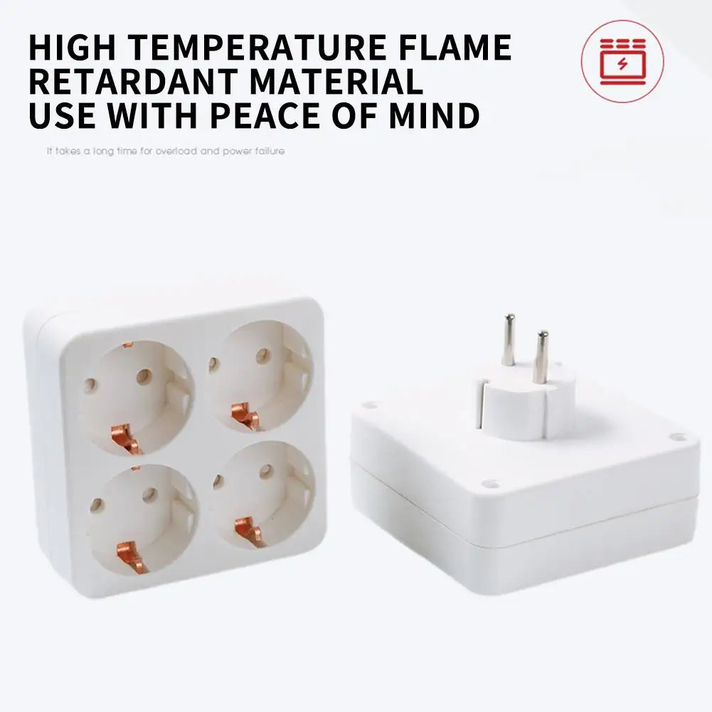 European Type Conversion Plug 1 To 2/3/4 Way EU Germany Standard Power Adapter Socket 16A 250V Travel Charging Adapter