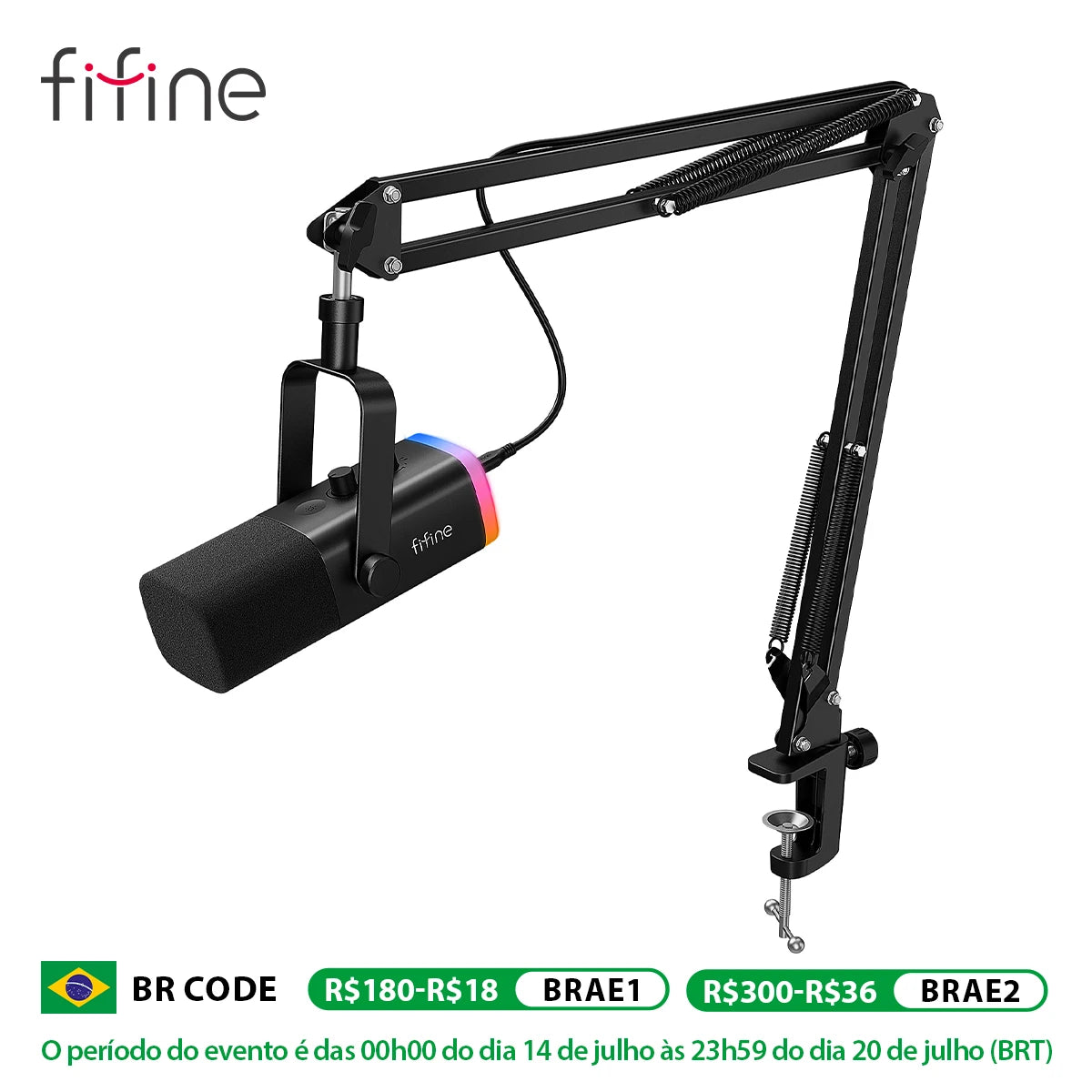 FIFINE Dynamic XLR Microphone Kit with Boom Arm for Mixer,Gaming USB Mic Set with RGB,Volume Control for PC PS5/4 AmpliGame AM8T