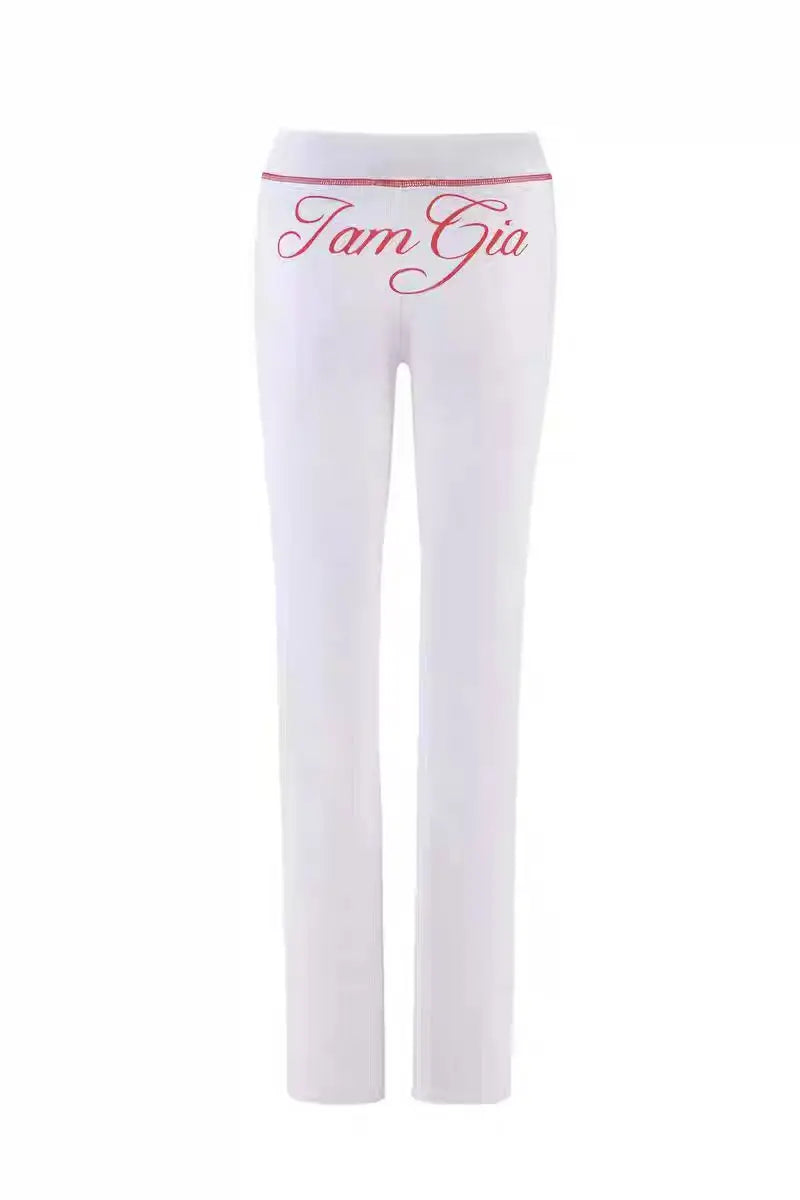 2025 Shoulder Slimming Letter Printed Bright Thread Design Slimming Hooded Zipper Short Coat Pants Set for Women