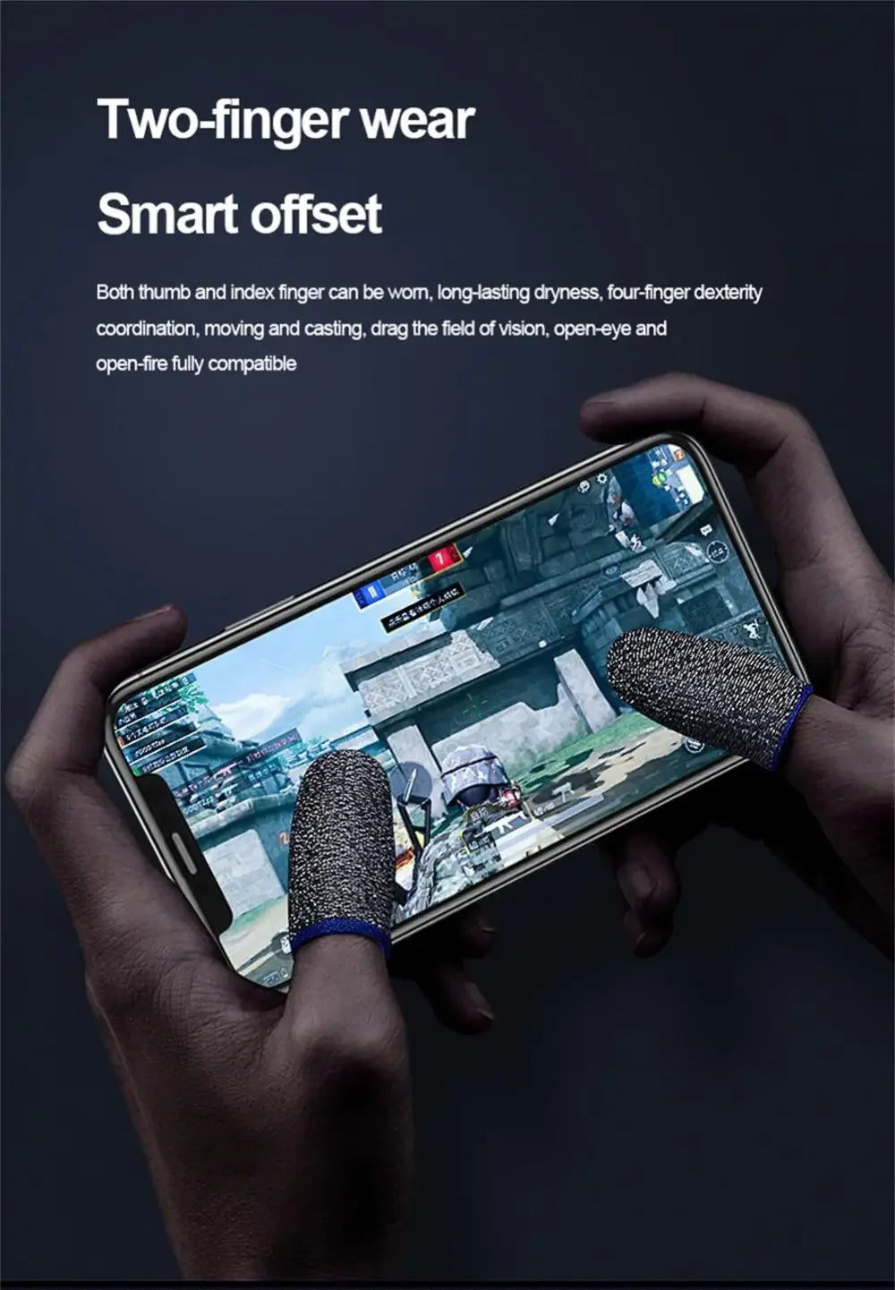 2 Pair For PUBG Gaming Finger Sleeve Breathable Fingertips Sweatproof Anti-slip Fingertip Cover Thumb Gloves For Mobile Game