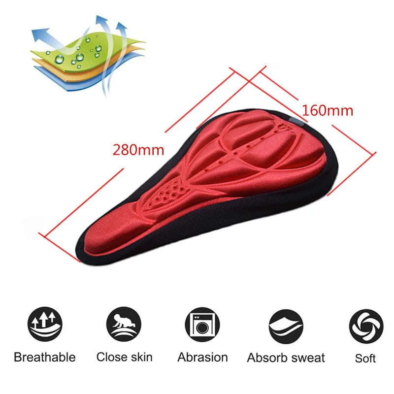 Mountain Bike 3D Saddle Cover Thick Breathable Super Soft Bicycle Seat Cushion Silicone Sponge Gel Bike Seat Bicycle Accessories