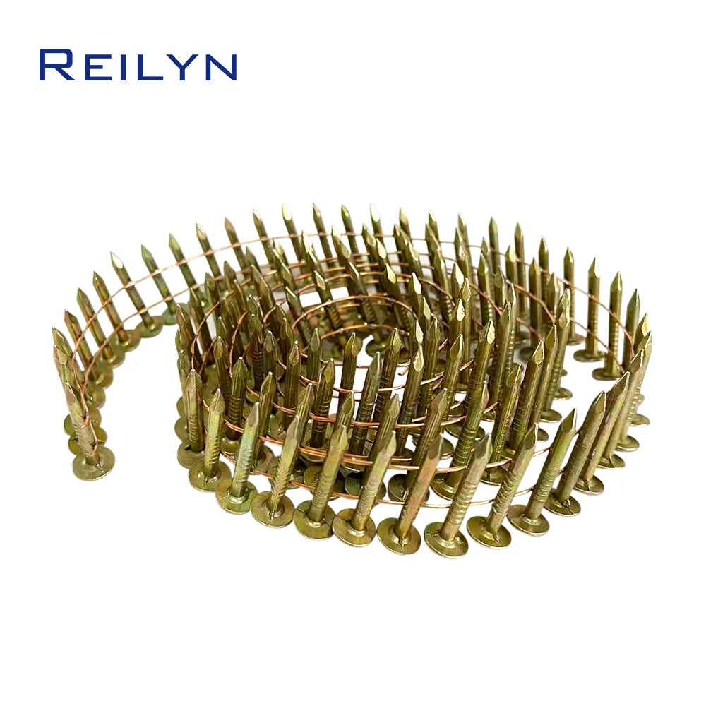 720pcs 15 Degree Roofing Coil Nails 3.05x25mm 3.05x32mm Big Cap Round Head Tacks for Pneumatic Nailer Woodworking Tool