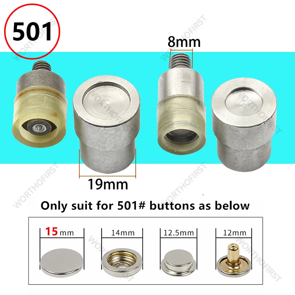 Metal Dies for Snap Buttons Hand Punch Press Machine Mold for Leathercraft Clothing Bags Sewing Accessories