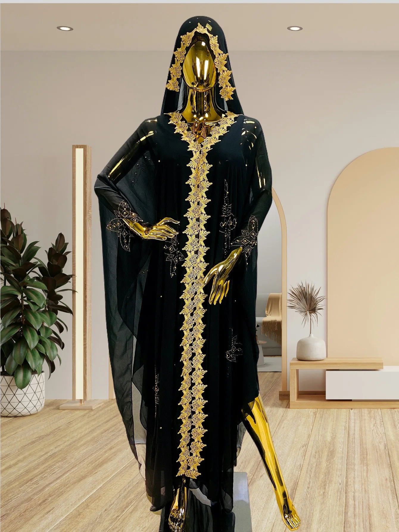 Dubai Abaya Dress for Women Muslim Chiffon Maxi Kaftan Dress African Evening Dresses Kimono Robe Islam Clothing Beads Luxury