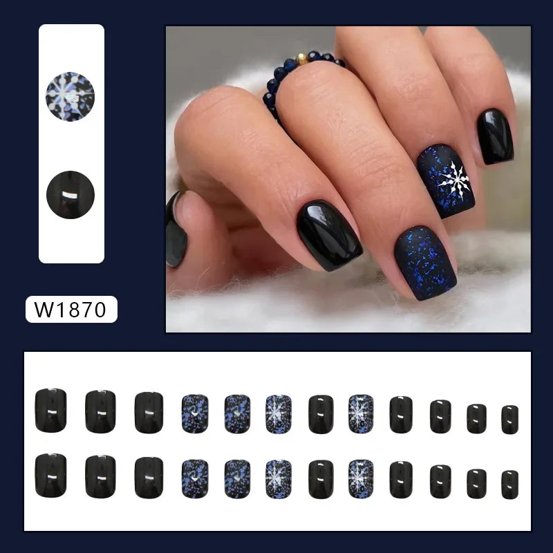 Platinum Maple Leaf Fake Nail with Jelly sticker Press on False Nails Wearable Round Head Oval Full Cover Nail Tips