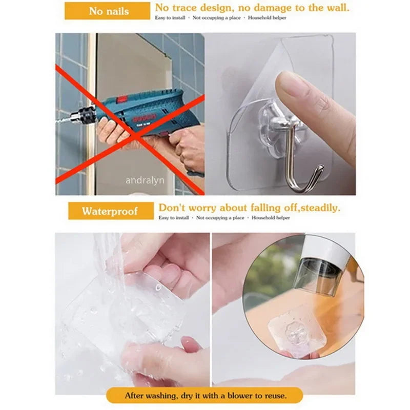 1-20pcs Hooks Transparent Strong Self Adhesive Door Wall Hangers Hooks Suction Heavy Load Rack Cup Sucker For Kitchen Bathroom