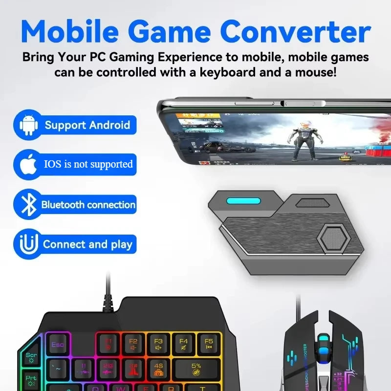 Mix SE Wireless Game Controller Mobile Game Mouse and Keyboard Adapter Converter for PUBG For IOS & Android Mobile Games