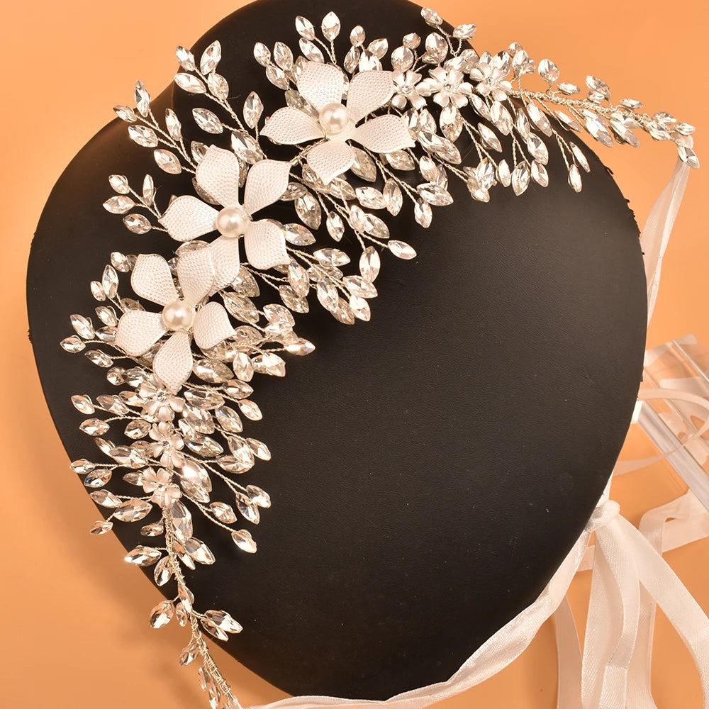 S509 Luxury Rhinestone Bridal Belt, Silver Gold Bridal Sash with White Ribbon Wedding Dresses Belt for Women, Bride, Bridesmaids