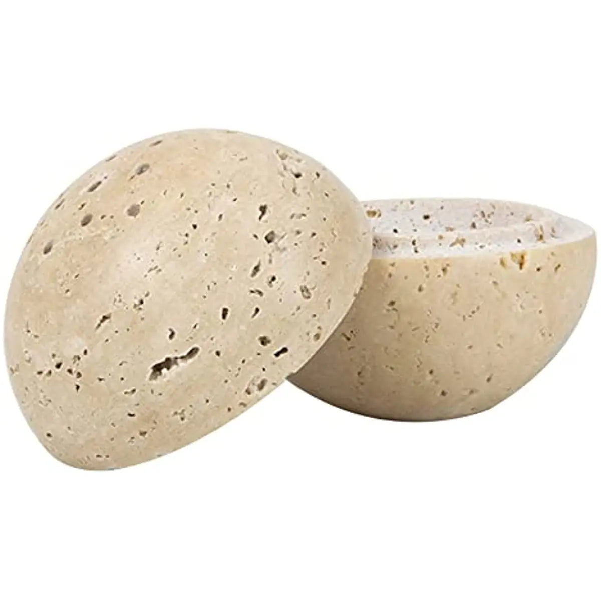 SAIDKOCC Handmade Natural Marble Beige Travertine Stone Round Incense Burner Holder for Room Kitchen Coffee Shop