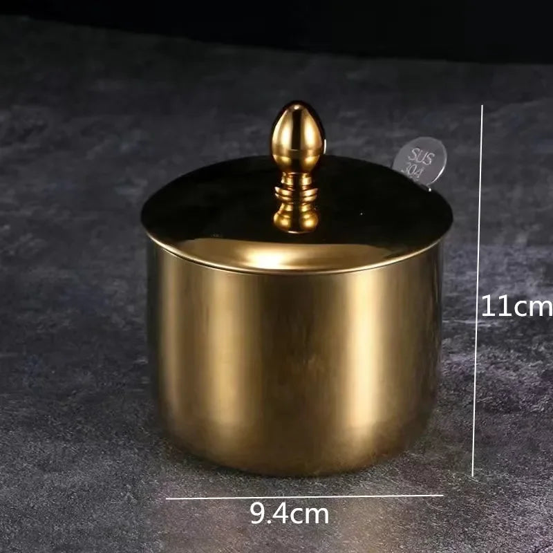 gold golden 304 Seasoning box bottle glass cap with spoon flavoring tank sauce bottle spice jar salt storage box soy sauce dish