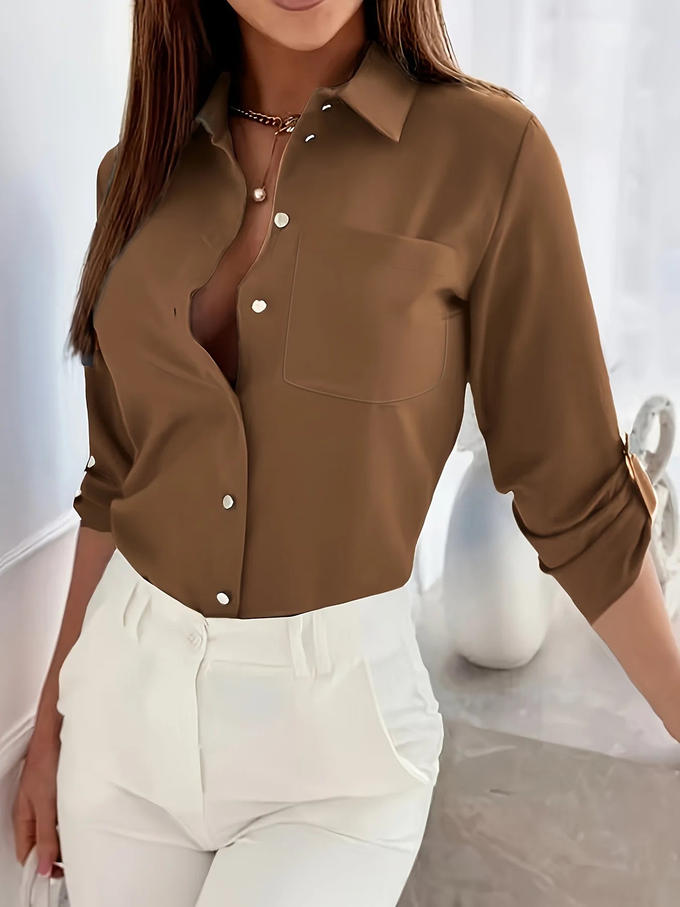 Elegant Long Sleeve Digital Printing Cardigan Women's Shirt European and American Cross-border Style Spring and Autumn