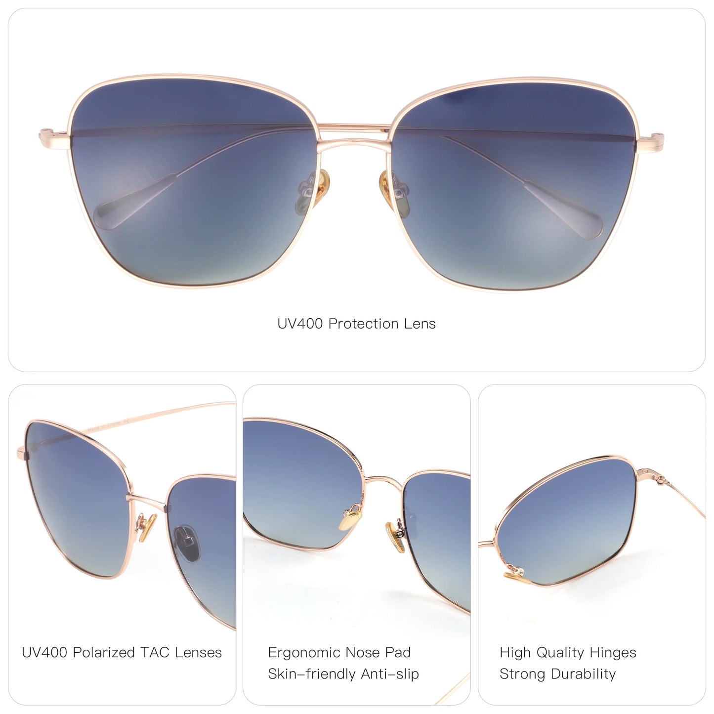 BLUEMOKY Alloy Polarized Prescription Sunglasses Men Women Uv400 Sun Shades Outdoor Travel Must-Have Trendy Items 610012