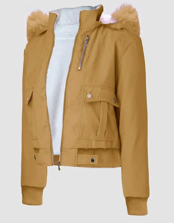 women jacket Short Streetwear Fashion Versatile Casual Zipper Thickened Long Sleeves Hooded coats for Female 2024 Autumn/Winter