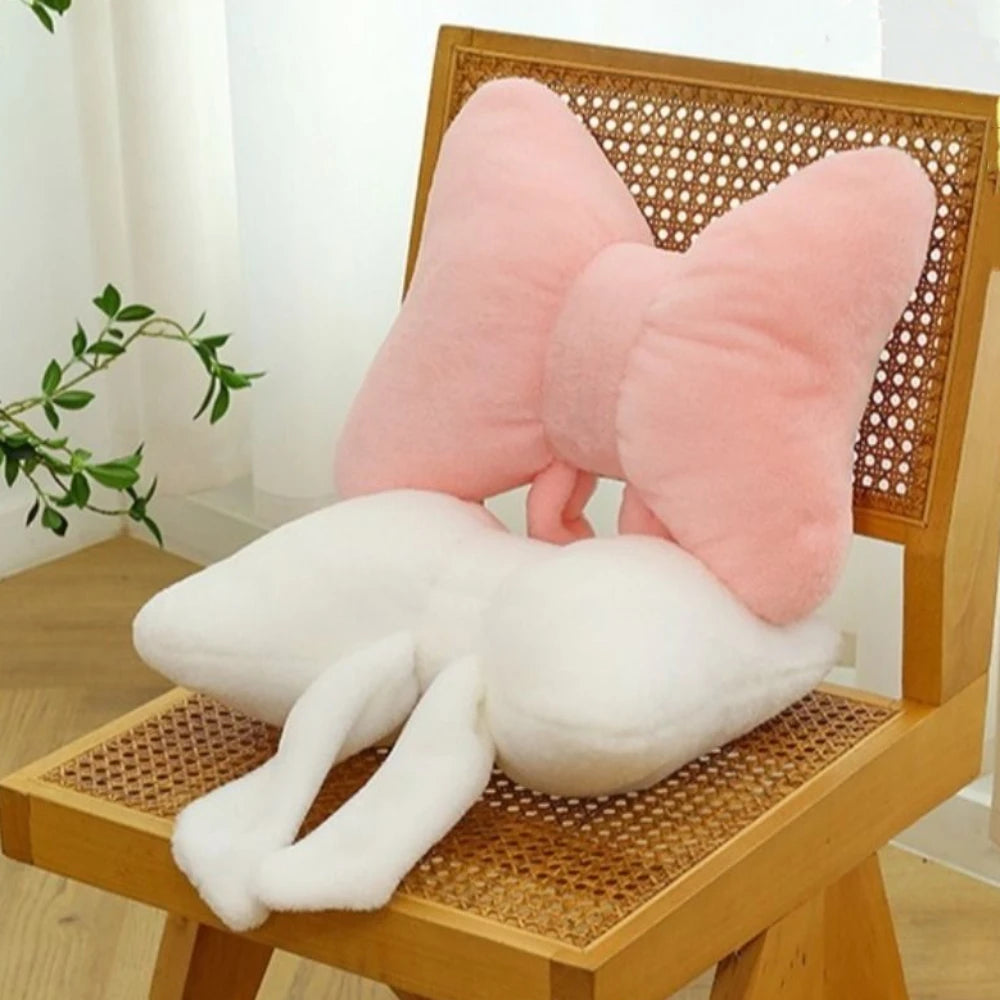 Neck Rest Pillow Plush Bow Pillow Cute Waist Support Bow Throw Pillows Soft Solid Color Bowknot Waist Pillows Seat Ornaments