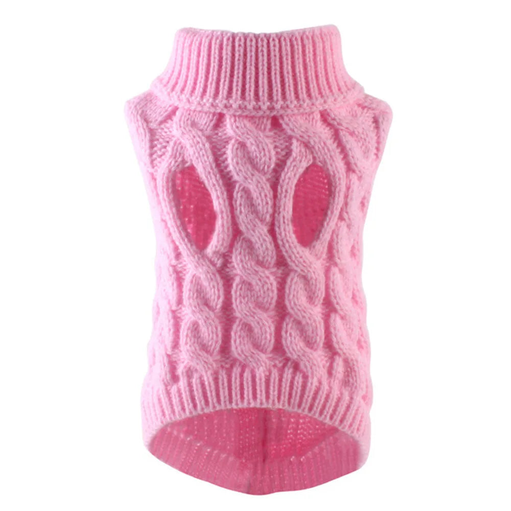 New Pet Small Pet Dog Clothes Sweater Fashion Autumn Winter Solid Fried Dough Twists Knitting Warm Comfort Clothing Wholesale