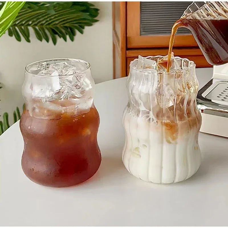 550ml Transparent Bubble Tea Aesthetic Glass Cups With Straws Beer Mugs Strawberry Milk Juice Pitcher Coffee Mug Drinkware Cup
