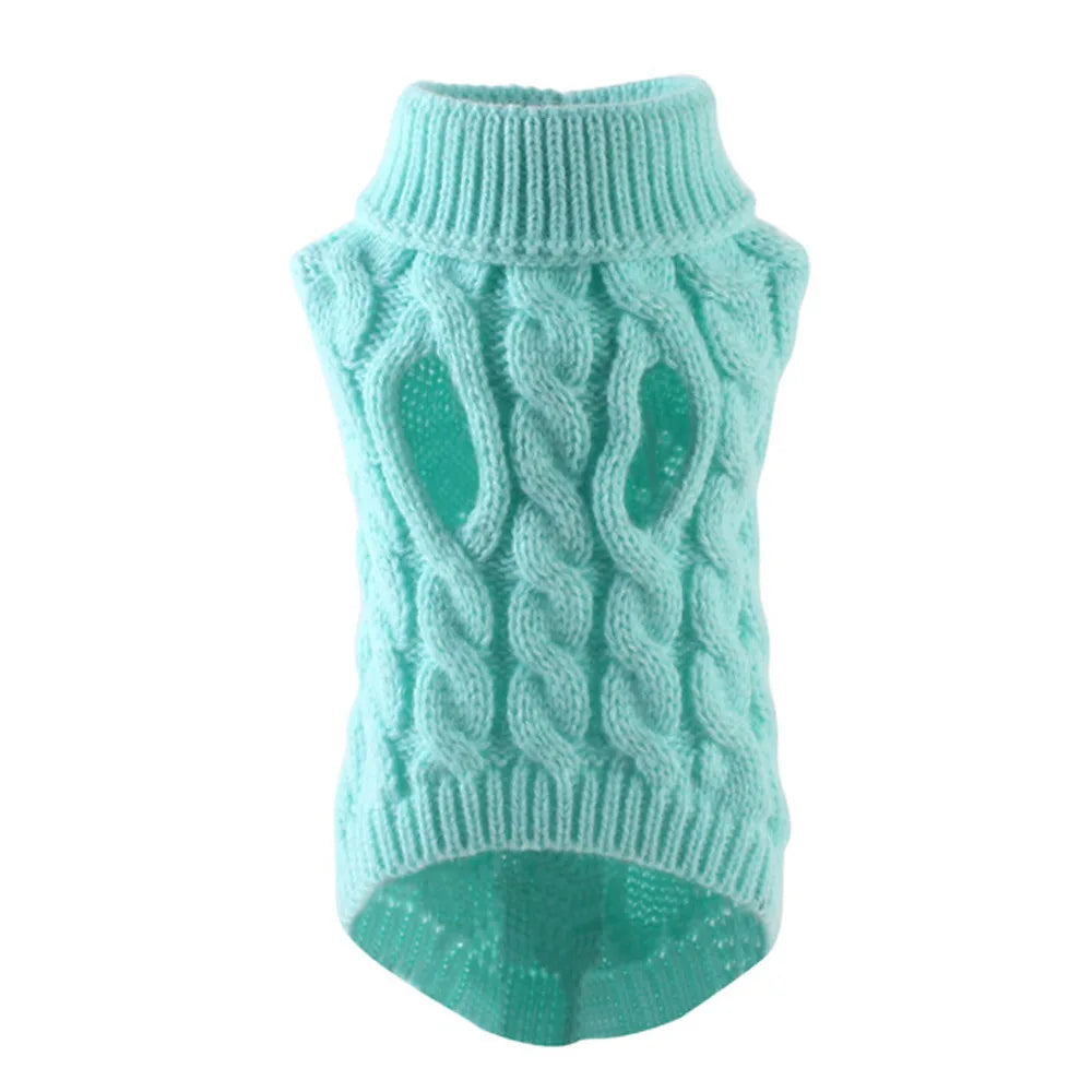 New Pet Small Pet Dog Clothes Sweater Fashion Autumn Winter Solid Fried Dough Twists Knitting Warm Comfort Clothing Wholesale