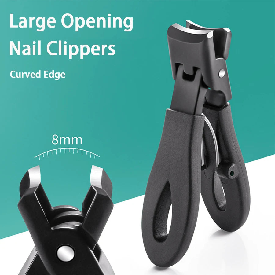 Portable Ultra Sharp Nail Clippers Stainless Steel Wide Jaw Opening Anti Splash Toe Nail Clippers Adult Thick Nails Large Open