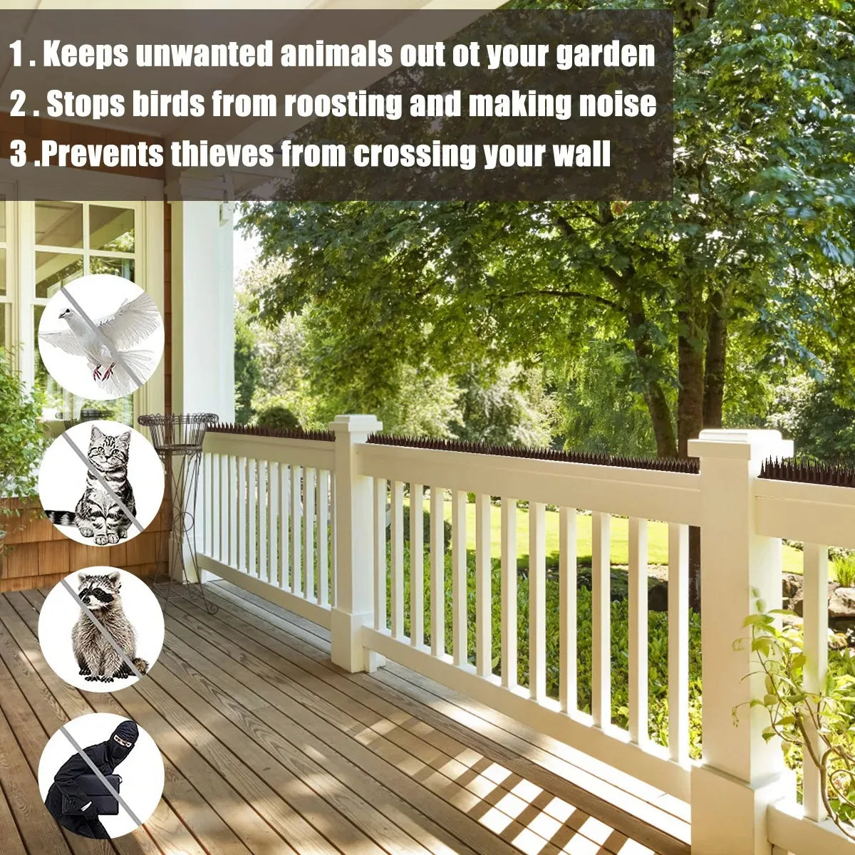 12Pcs Anti Climb Bird Spikes Fence Wall Spikes Stop Birds and Cats Sitting on Fence Cat Repellent Spike for Deterrent Burglar