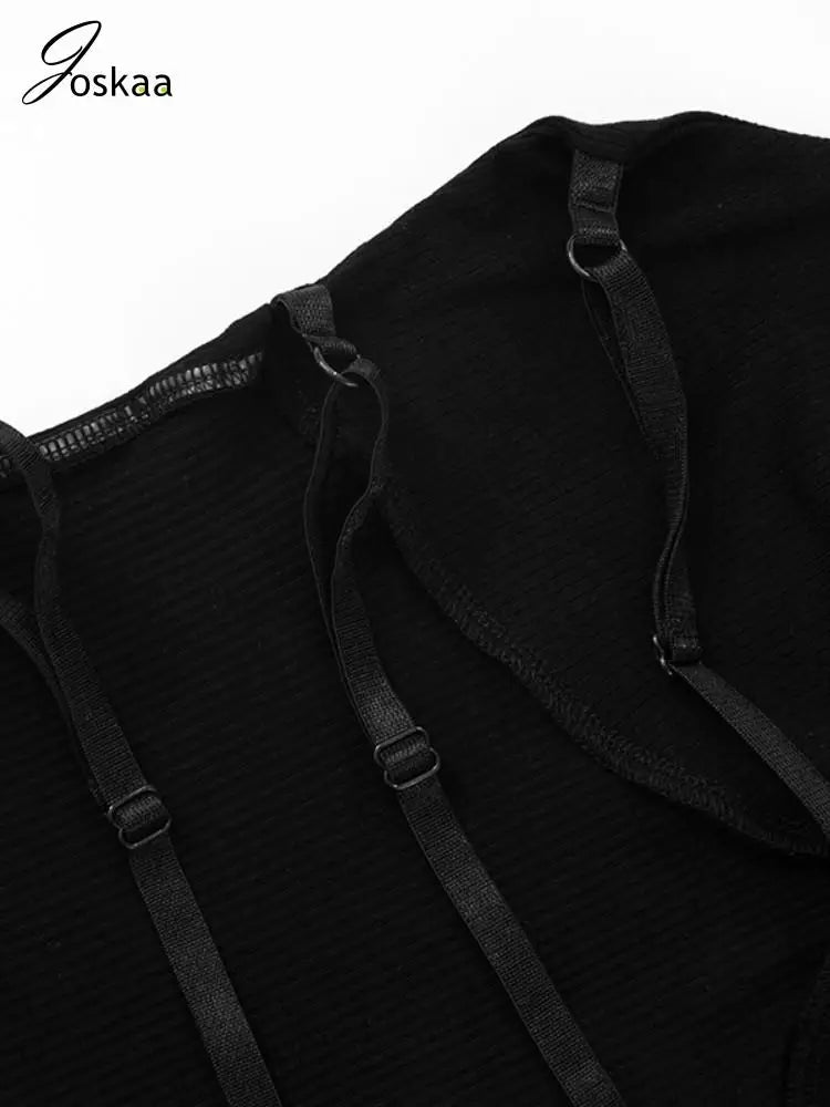 Joskaa Ribbed Solid Sports Rompers Women Hipster Sexy Halter Backless Body-Shaping Playsuits 2025 Summer Vacation Clubwear